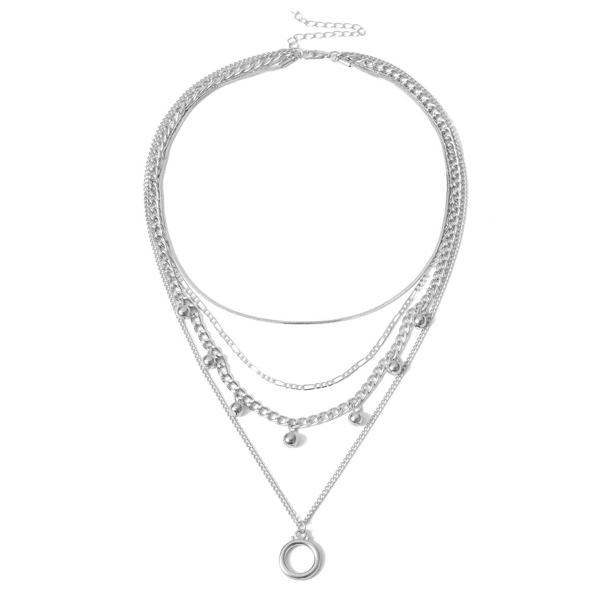 สร้อยคอผู้หญิง หลายชั้น แฟชั่นหรู สีทอง/เงิน. Women’s Multi-Layer Necklace – Elegant Gold & Silver Fashion Jewelry