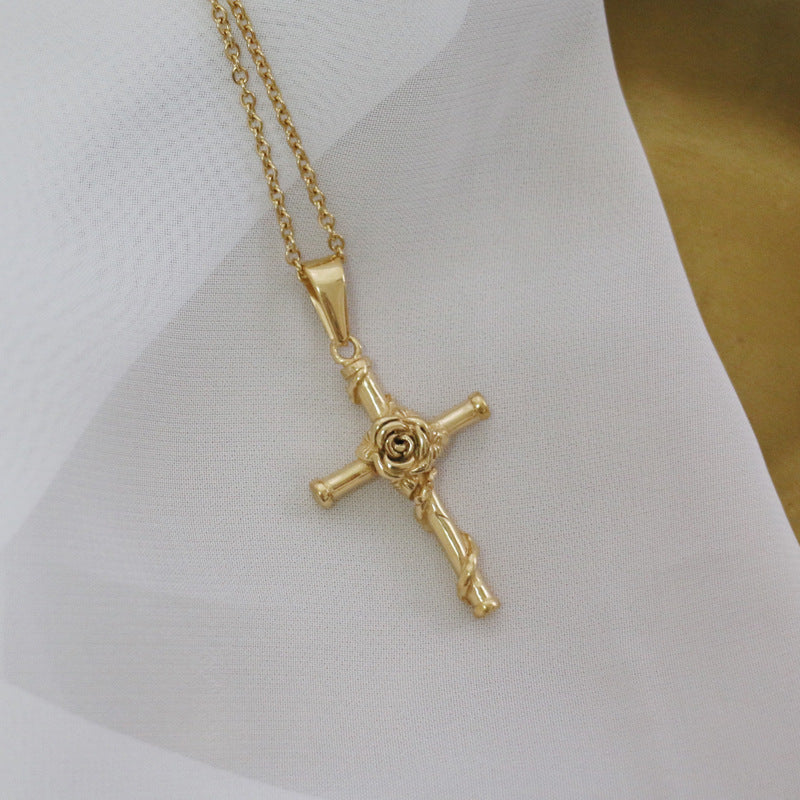 Vintage Gold Plated Necklace – Titanium Steel Pendant-สร้อยคอชุบทองวินเทจ – จี้สแตนเลสไทเทเนียม