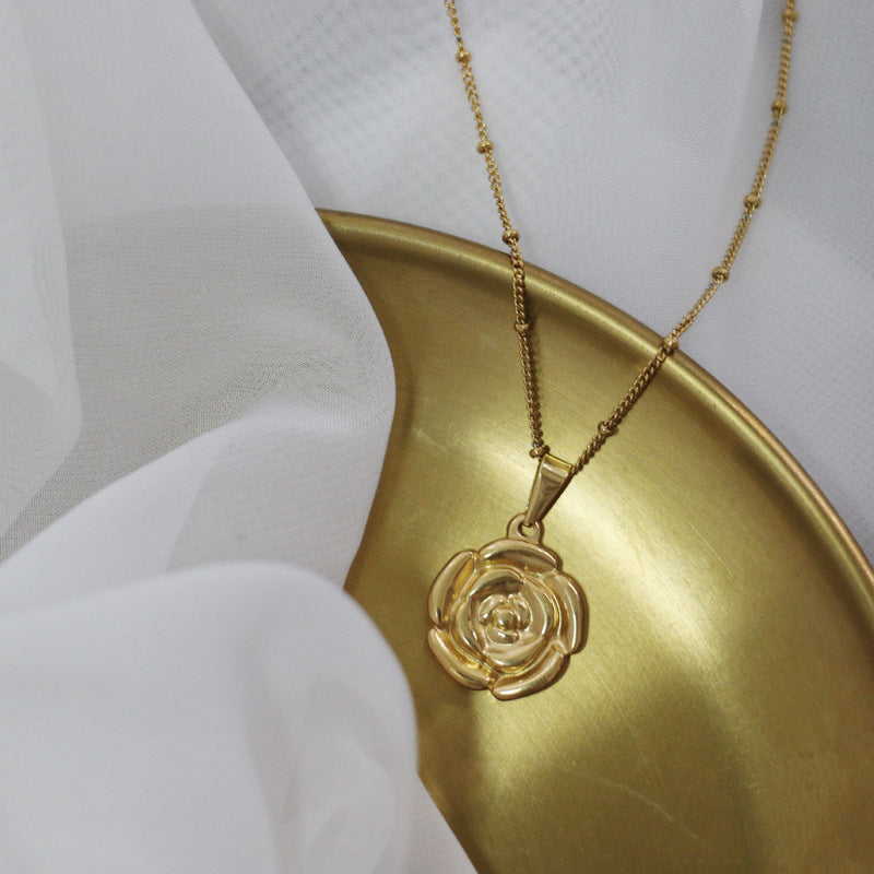 Vintage Gold Plated Necklace – Titanium Steel Pendant-สร้อยคอชุบทองวินเทจ – จี้สแตนเลสไทเทเนียม