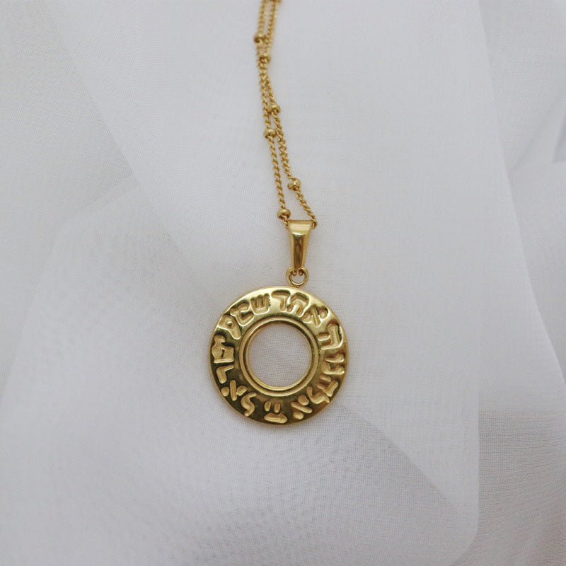 Vintage Gold Plated Necklace – Titanium Steel Pendant-สร้อยคอชุบทองวินเทจ – จี้สแตนเลสไทเทเนียม