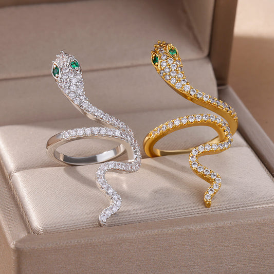 New Copper-plated Gold Zircon Snake Ring
