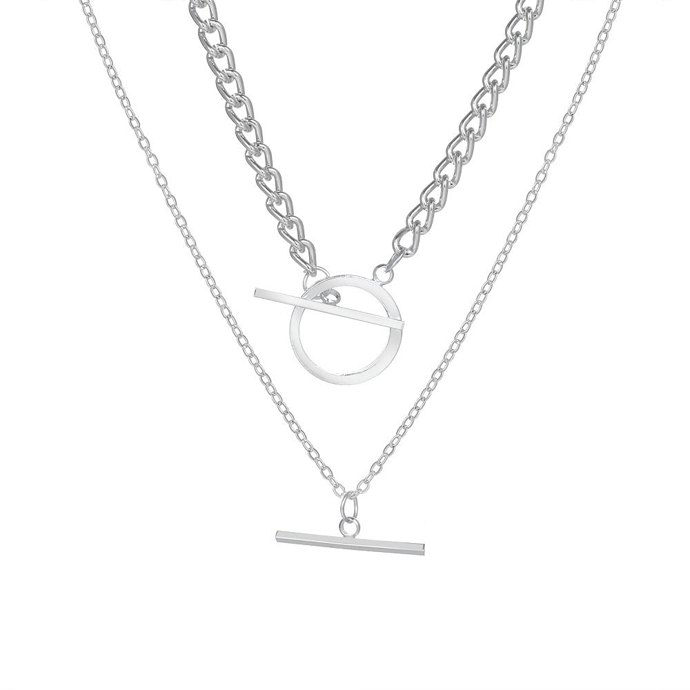 Double OT Chain Pendant Necklace – Layered European Style - สร้อยคอจี้โซ่คู่ สไตล์ยุโรปสุดหรู