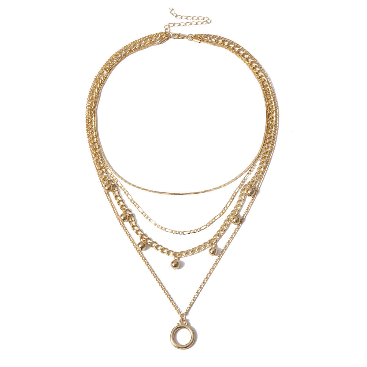 สร้อยคอผู้หญิง หลายชั้น แฟชั่นหรู สีทอง/เงิน. Women’s Multi-Layer Necklace – Elegant Gold & Silver Fashion Jewelry