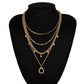 สร้อยคอผู้หญิง หลายชั้น แฟชั่นหรู สีทอง/เงิน. Women’s Multi-Layer Necklace – Elegant Gold & Silver Fashion Jewelry