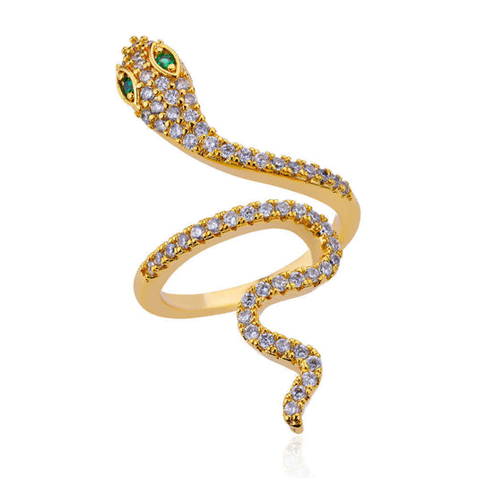 New Copper-plated Gold Zircon Snake Ring