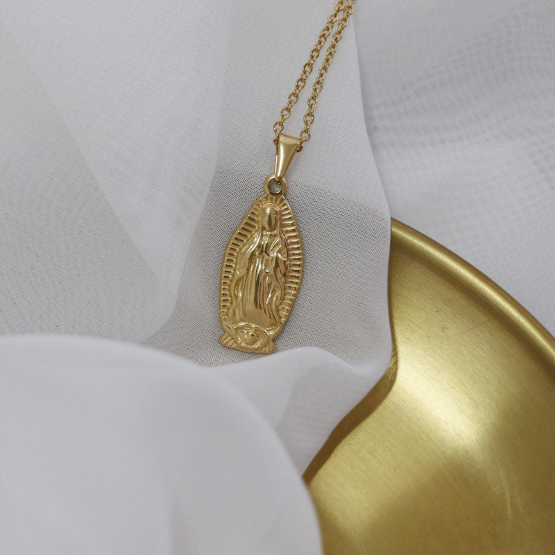 Vintage Gold Plated Necklace – Titanium Steel Pendant-สร้อยคอชุบทองวินเทจ – จี้สแตนเลสไทเทเนียม