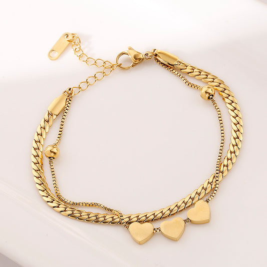 Simple & Elegant Multi-Layer Titanium Steel Bracelet – Minimalist Gold Design-สร้อยข้อมือสแตนเลสไทเทเนียม แบบพันหลายชั้น มินิมอลหรูหรา